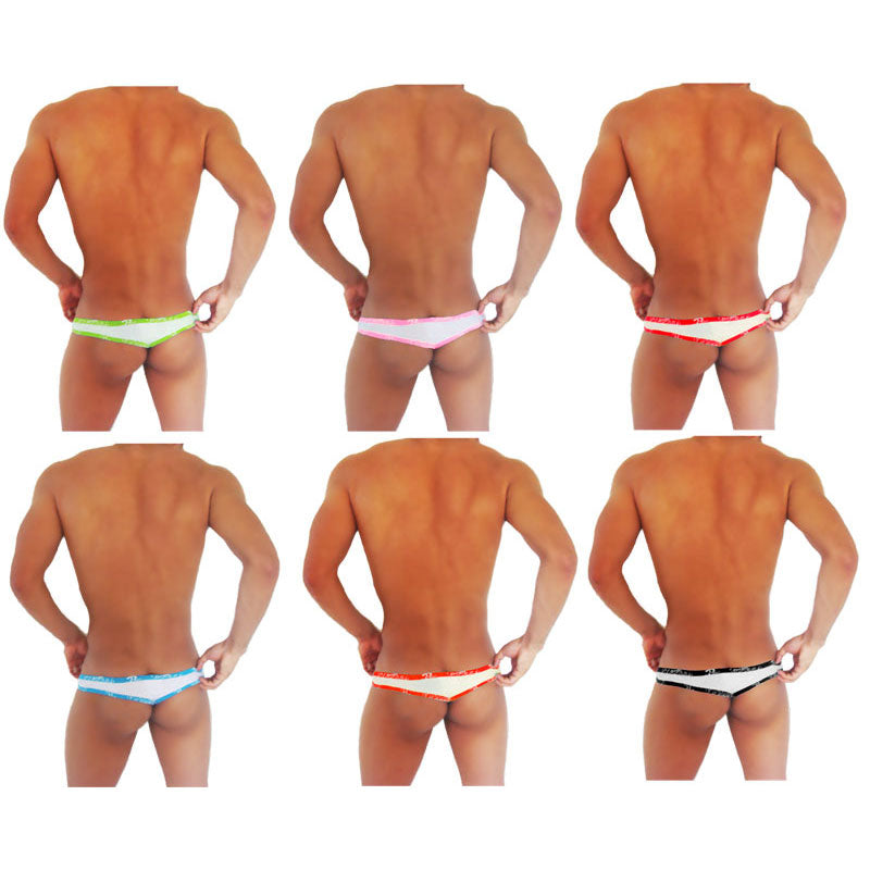 Icker Sea [6 pack] Fresh Dots Logo Trim Brazilian Thong Underwear Assorted Colours COI-14-FD-01-PACK