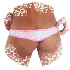 Icker Sea Fresh Dots Logo Trim Brazilian Thong Underwear Pink COI-14-FD-01