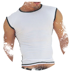 Icker Sea Fresh Dots Logo Trim Muscle Top T Shirt Black COI-14-FD-04