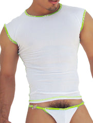 Icker Sea Fresh Dots Logo Trim Muscle Top T Shirt Green COI-14-FD-04