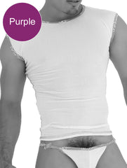 Icker Sea Fresh Dots Logo Trim Muscle Top T Shirt Purple COI-14-FD-04