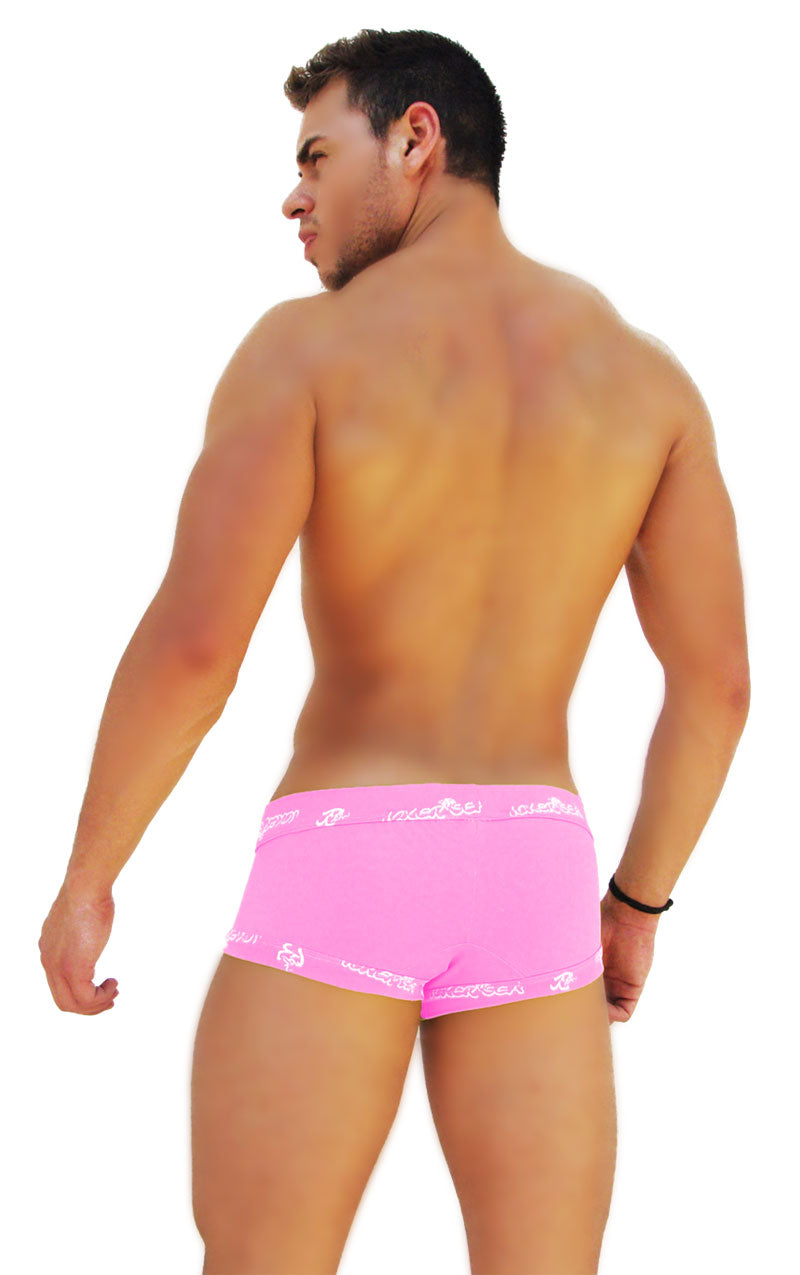 Icker Sea Logo Trim Lace Front Boxer Brief Underwear Pink COI-14-PINK-07