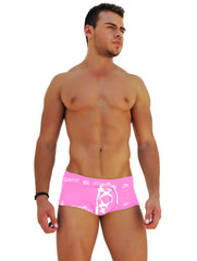 Icker Sea Logo Trim Lace Front Boxer Brief Underwear Pink COI-14-PINK-07