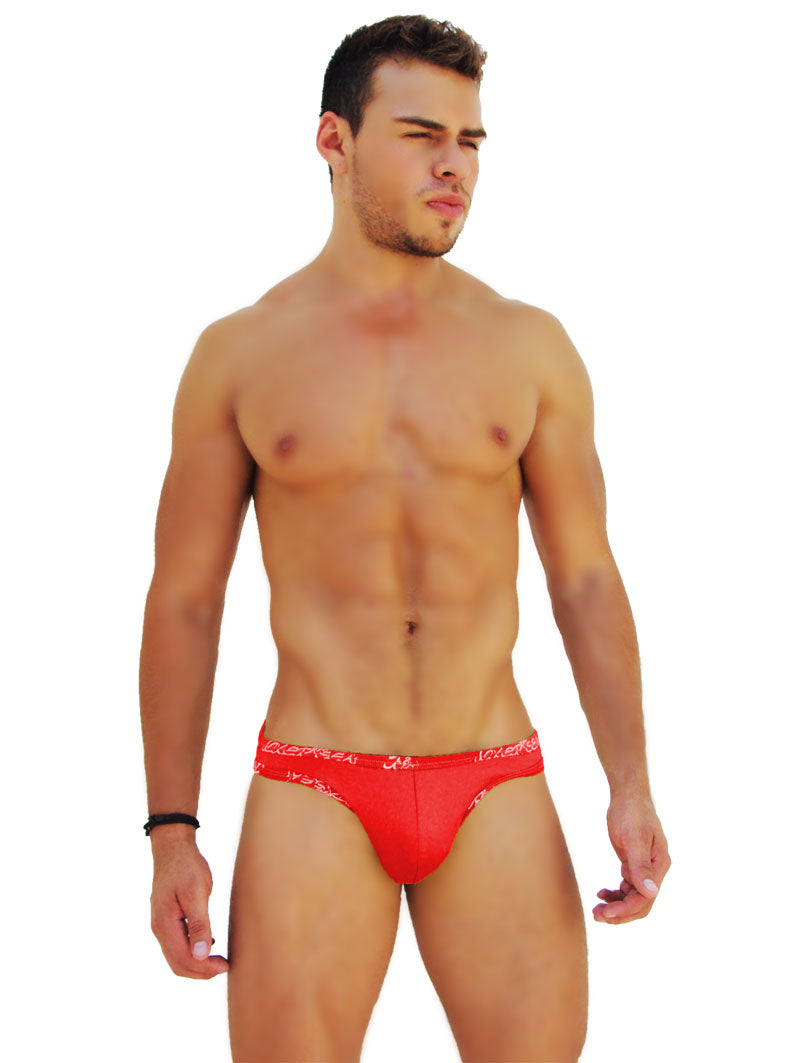 Icker Sea Logo Trim Kiss My Ass Slip Bikini Underwear Red COI-14-RED-02