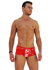 Icker Sea Logo Trim Lace Front Boxer Brief Underwear Red COI-14-RED-07