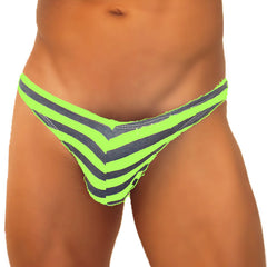 Icker Sea Sailor Stripe Enhancement C-Ring Thong Underwear Green COI-19-04
