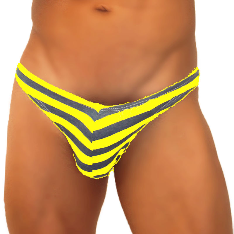Icker Sea Sailor Stripe Enhancement C-Ring Thong Underwear Mango COI-19-04