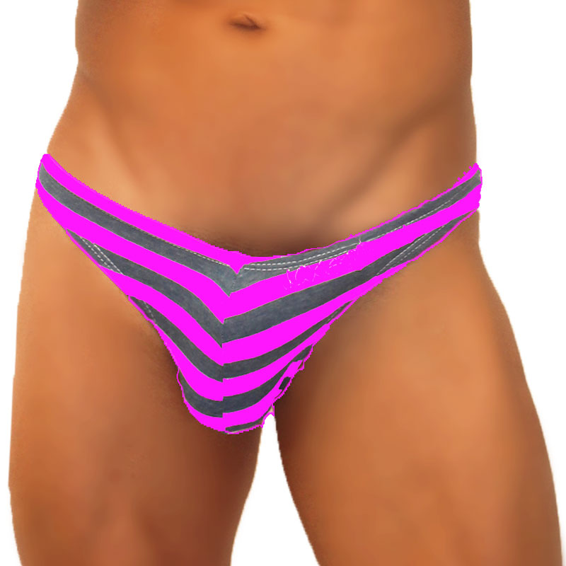 Icker Sea Sailor Stripe Enhancement C-Ring Thong Underwear Purple COI-19-04