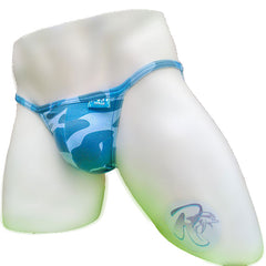 Icker Sea Camouflage Back Cut Out Micro Slip Tanga Bikini Underwear Deep Blue COI-21-01