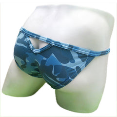 Icker Sea Camouflage Back Cut Out Micro Slip Tanga Bikini Underwear Deep Blue COI-21-01