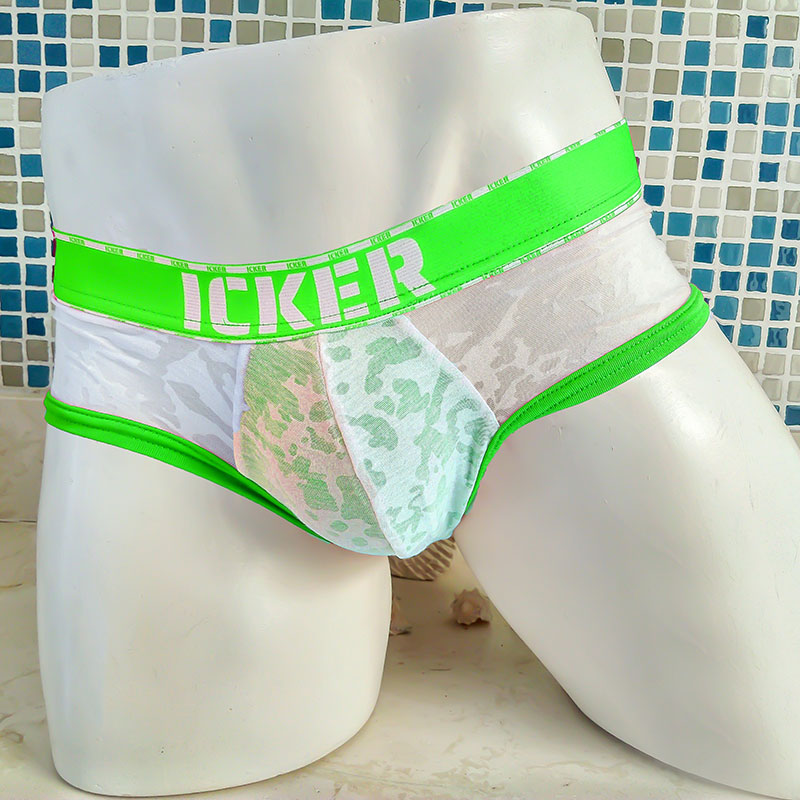 Icker Sea Acid Mesh Piping Brief Underwear Green COI-21-02