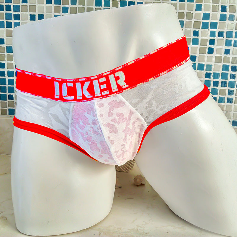 Icker Sea Acid Mesh Piping Brief Underwear Red COI-21-02
