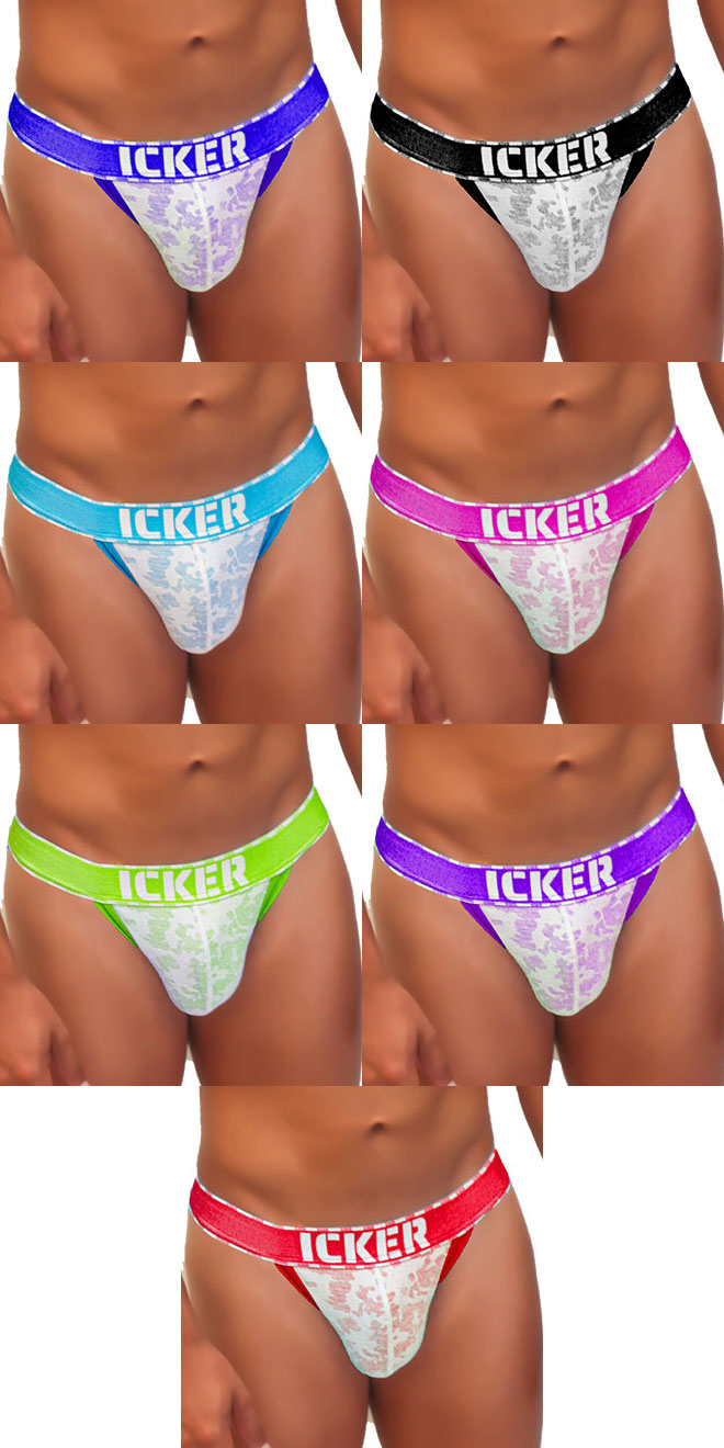 Icker Sea [8 Pack] Acid Mesh Piping Cheeky Tanga Bikini Underwear COI-21-03