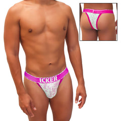 Icker Sea Acid Mesh Piping Cheeky Tanga Bikini Underwear Fuchsia COI-21-03