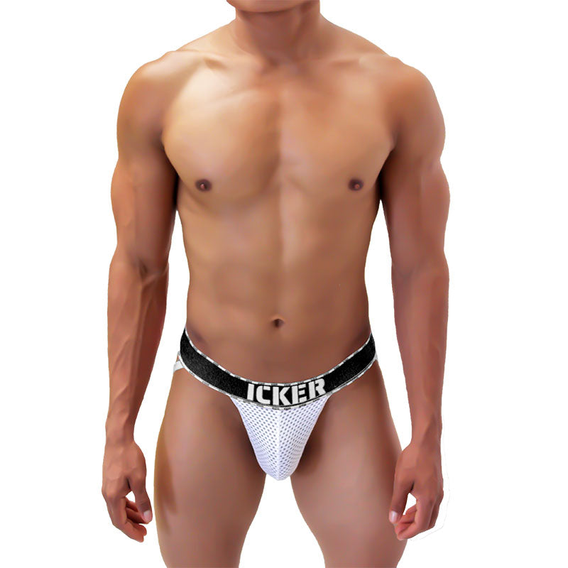 Icker Sea Mesh Contrast Jock Strap Underwear Black COI-21-06
