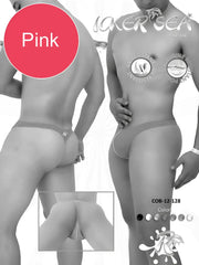 Icker Sea contrast line pink men’s thong swimwear with sleek minimalist design and subtle branding details