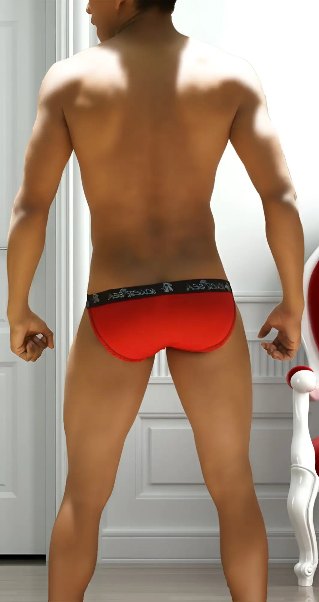 Red icker sea contrast microslip bikini briefs with black elastic asos waistband in red and black