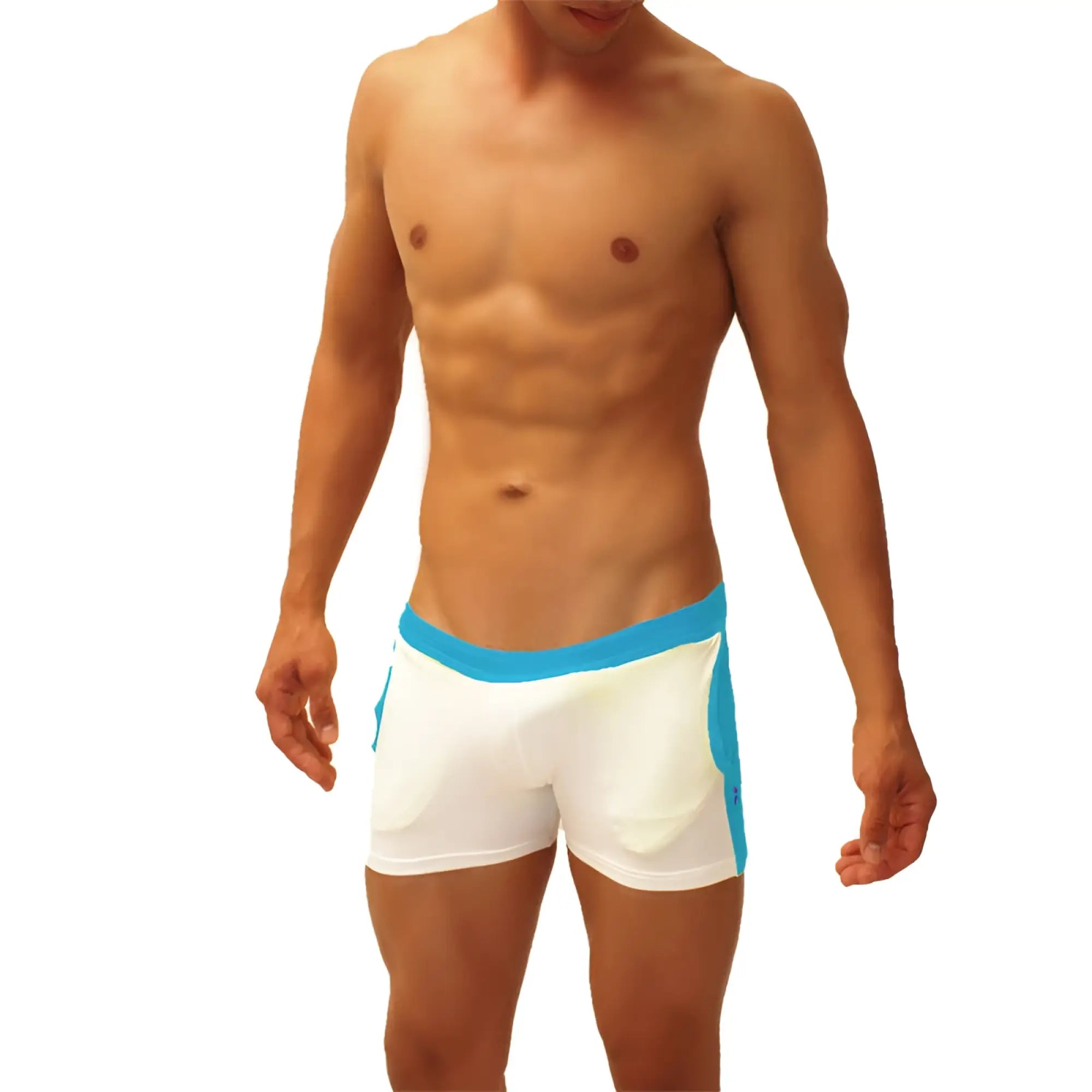 Icker Sea contrast side panel jock shorts blue with snug fit white and blue athletic briefs with side panels