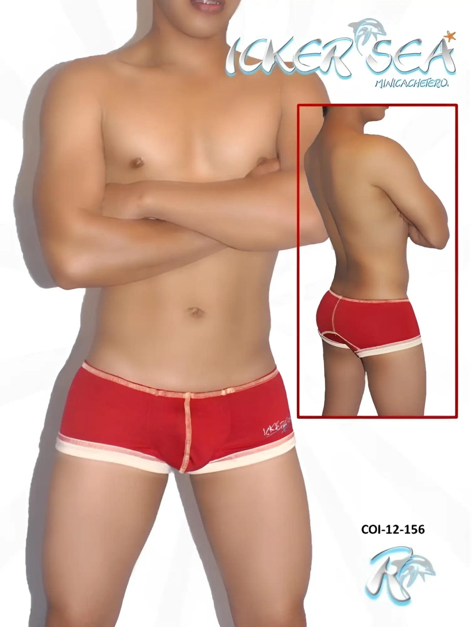 Icker Sea contrast stitching mini boxer briefs in red and white with a snug fit and subtle logo on the left leg
