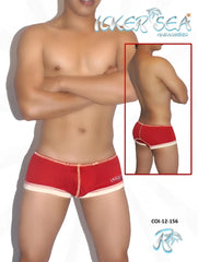 Icker Sea contrast stitching mini boxer briefs in red and white with a snug fit and subtle logo on the left leg