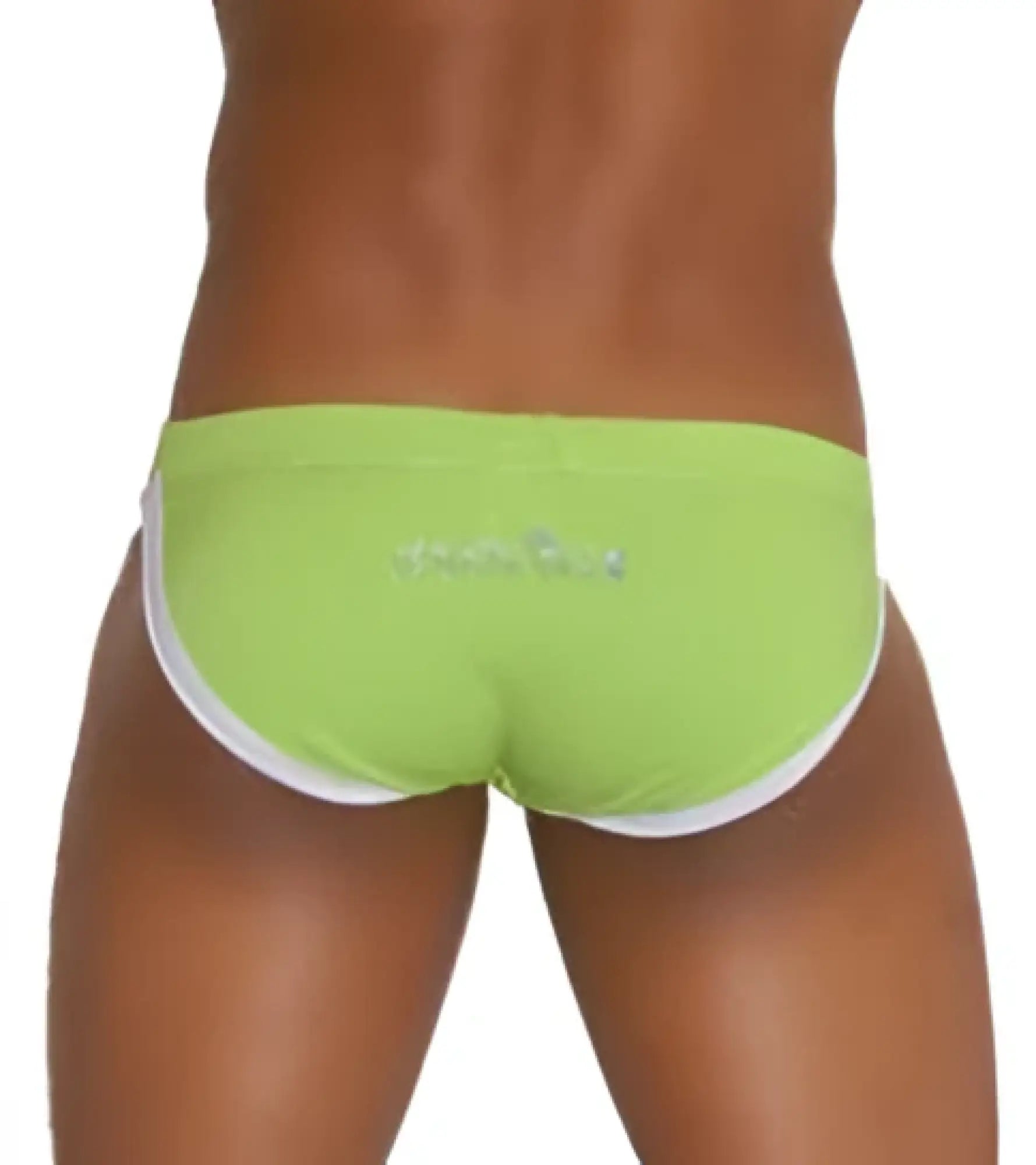 Icker Sea micro slip bikini swimwear in lime green with white trim and a subtle logo on the waistband
