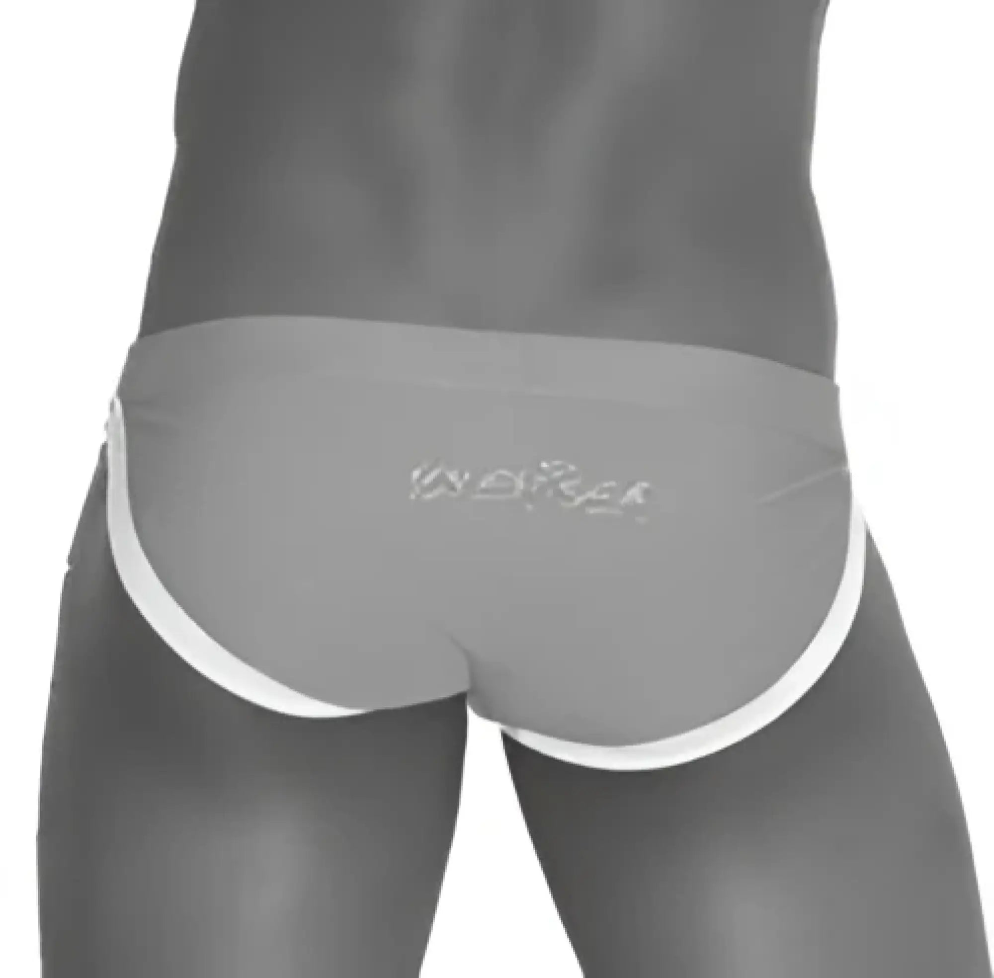 Gray briefs with white trim and subtle embroidered logo from icker sea contrast trim micro slip bikini swimwear pink cob-13-15