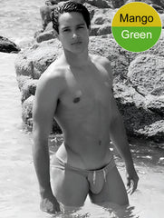 Mango green icker sea contrast trim mini brief bikini swimwear featuring comfortable fit for beachwear