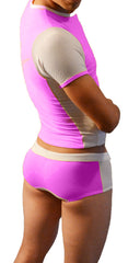 Icker Sea Duotone Matching T Shirt & Boxer Brief Set Pink/White COR-16-06