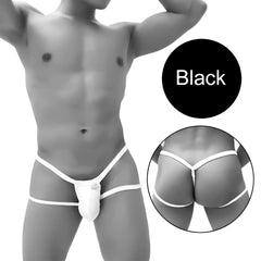 Black and white icker sea enhancement micro jock thong underwear with supportive contoured design front view