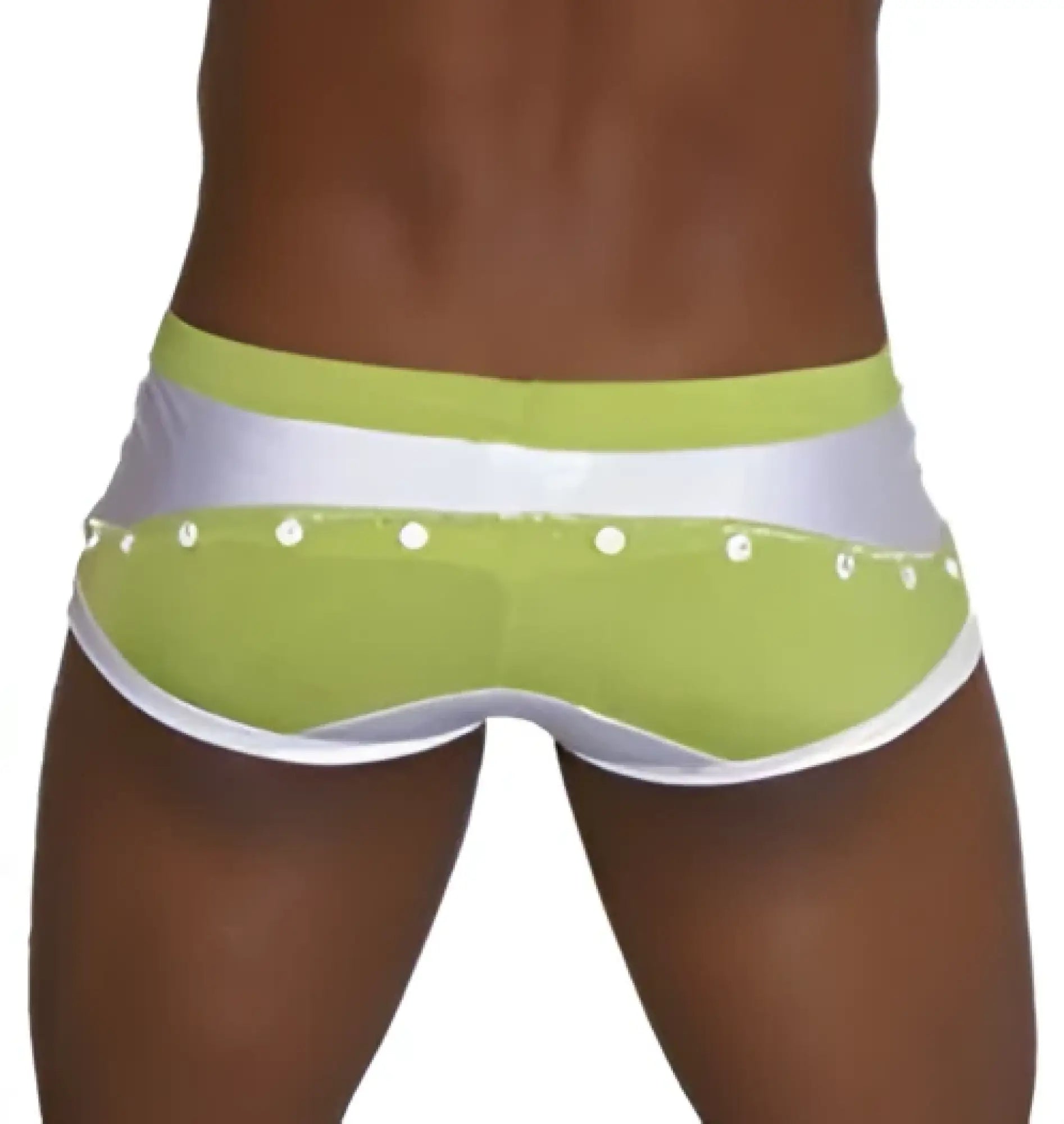 Icker Sea Eyelets square cut trunk swimwear in lime green and white with sleek modern design for swimming and beachwear