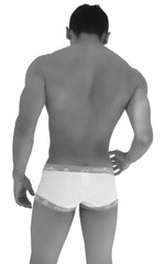 White mesh briefs with gray elastic waistband featuring joy logo from icker sea fresh dots logo trim boxer brief underwear green coi-14-fd-02