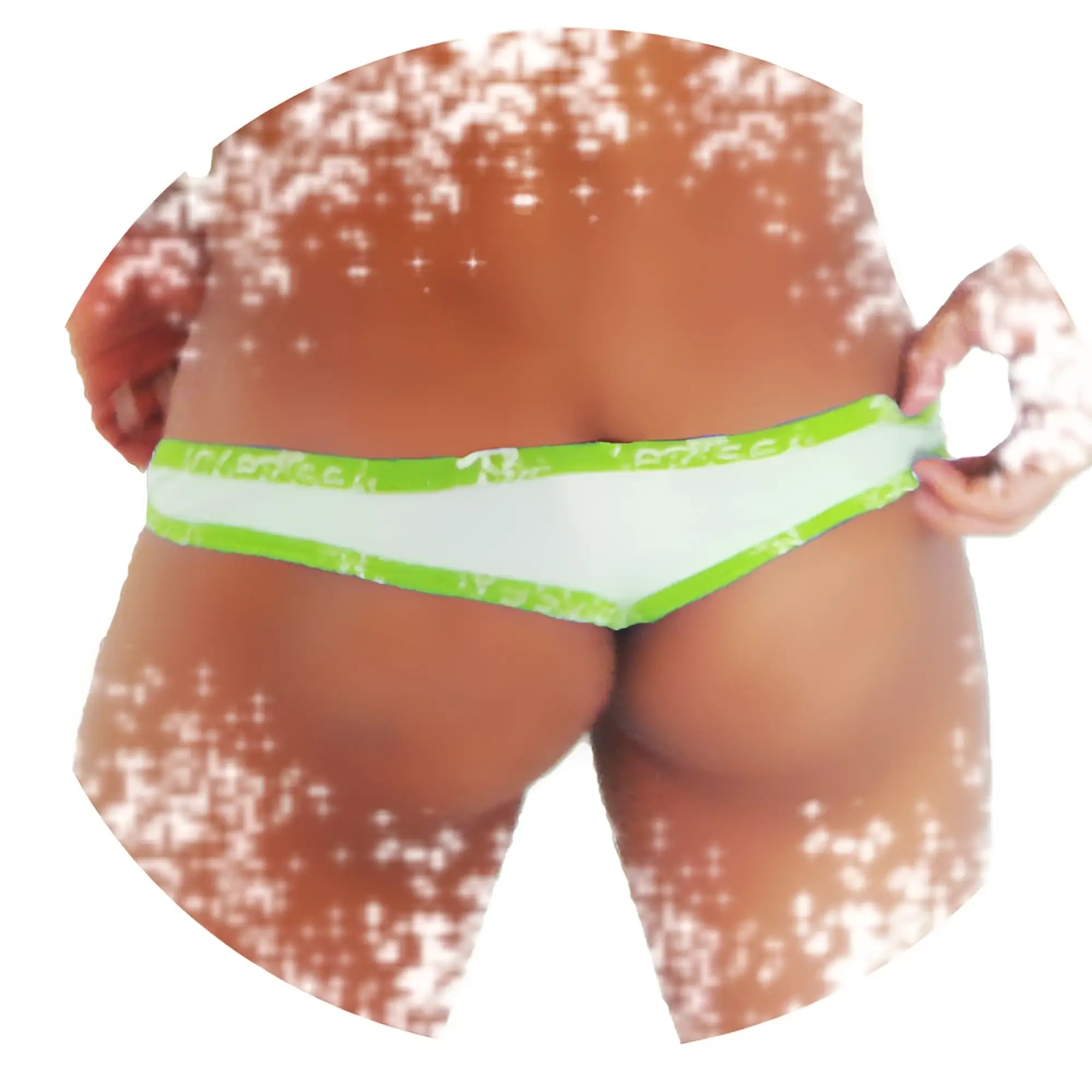 Icker Sea fresh dots logo trim Brazilian thong underwear green bright green and white bikini bottom with elastic waistband