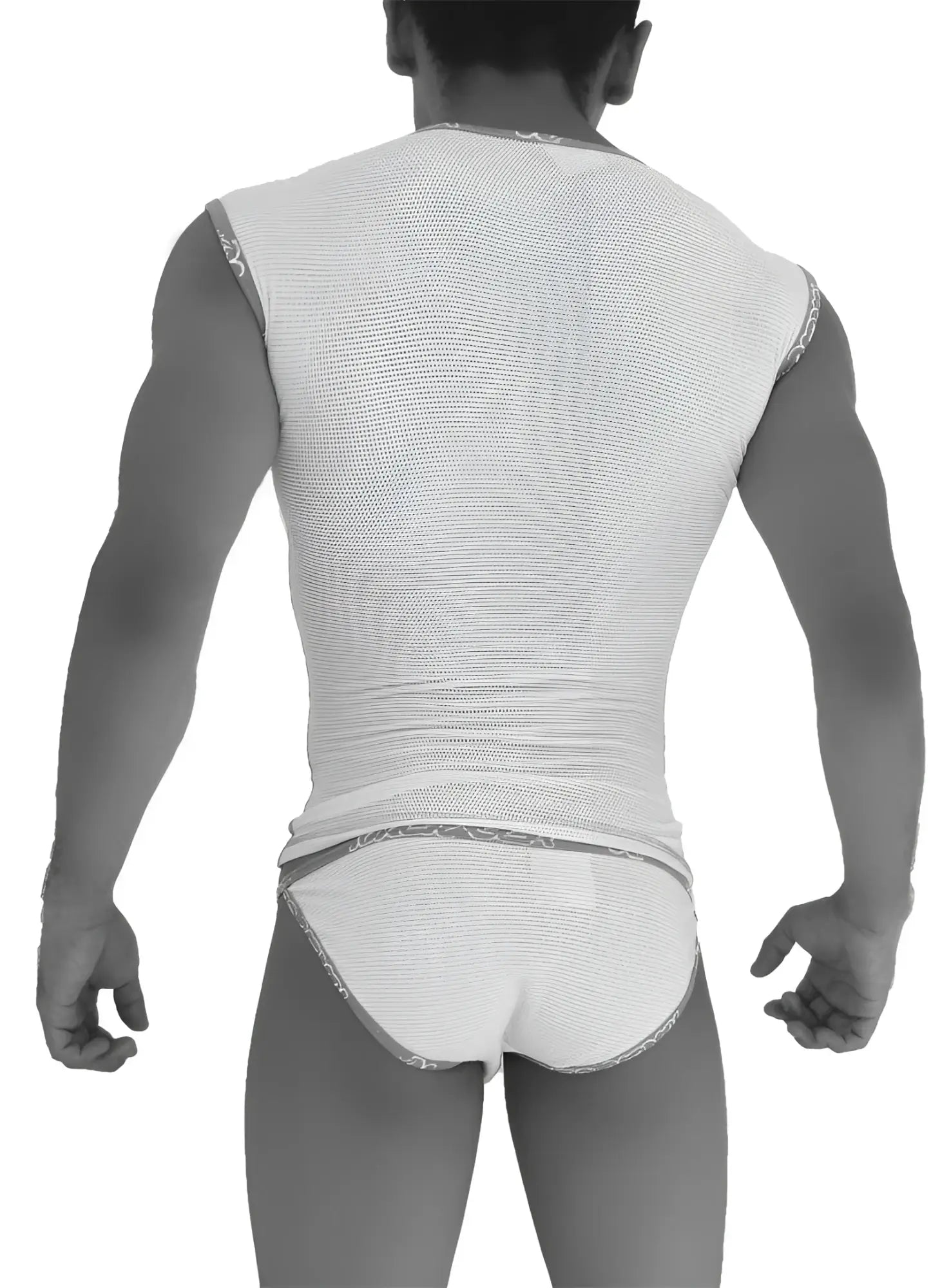 White mesh tank top with lace trim from Icker Sea Fresh Dots logo trim microslip bikini underwear pink collection
