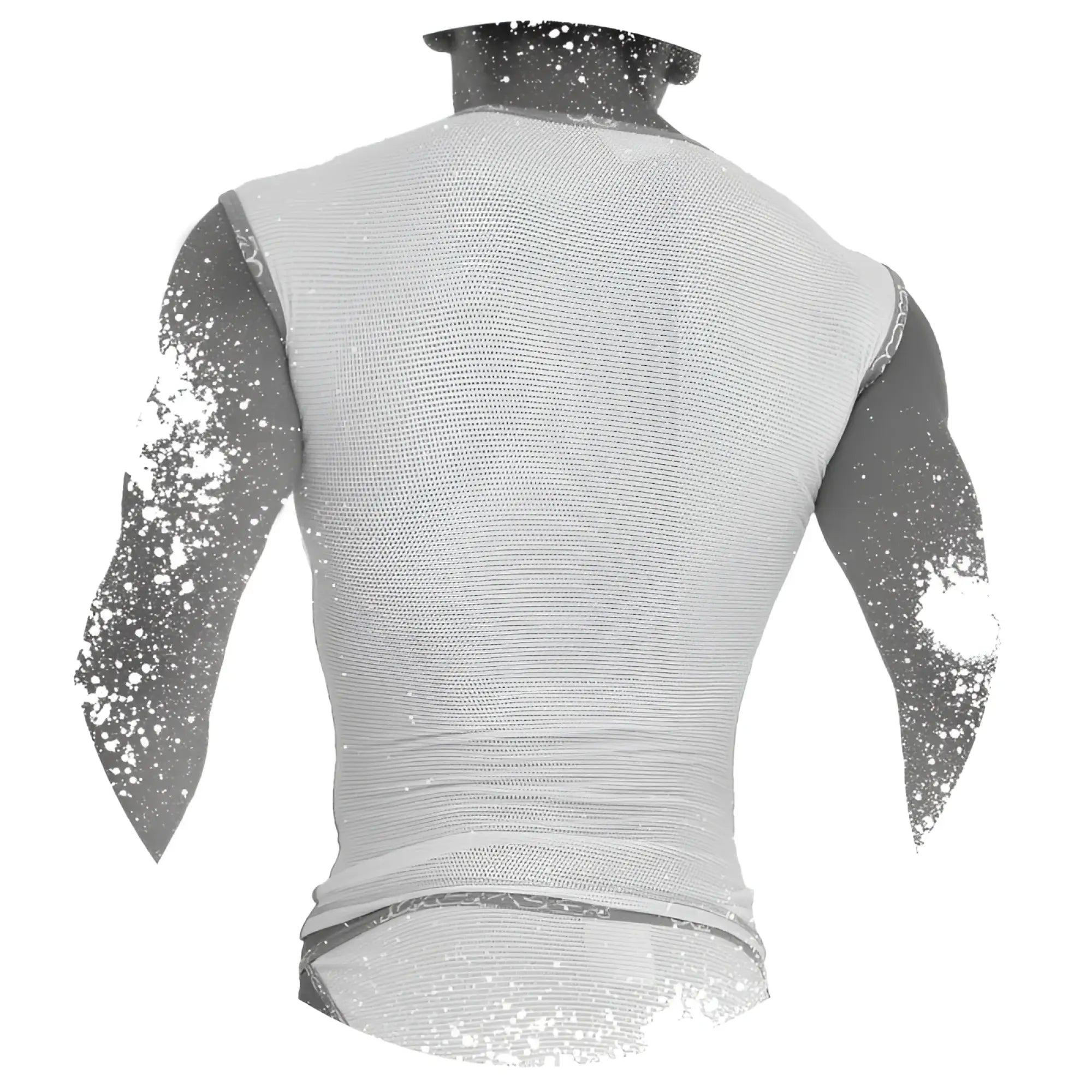 Icker sea fresh dots logo trim muscle top t shirt orange fitted white mesh sleeveless form fitting design