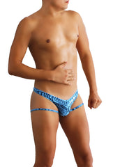 Blue patterned men’s briefs with text design from icker sea letters slip jock strap underwear blue coi-16-17 collection