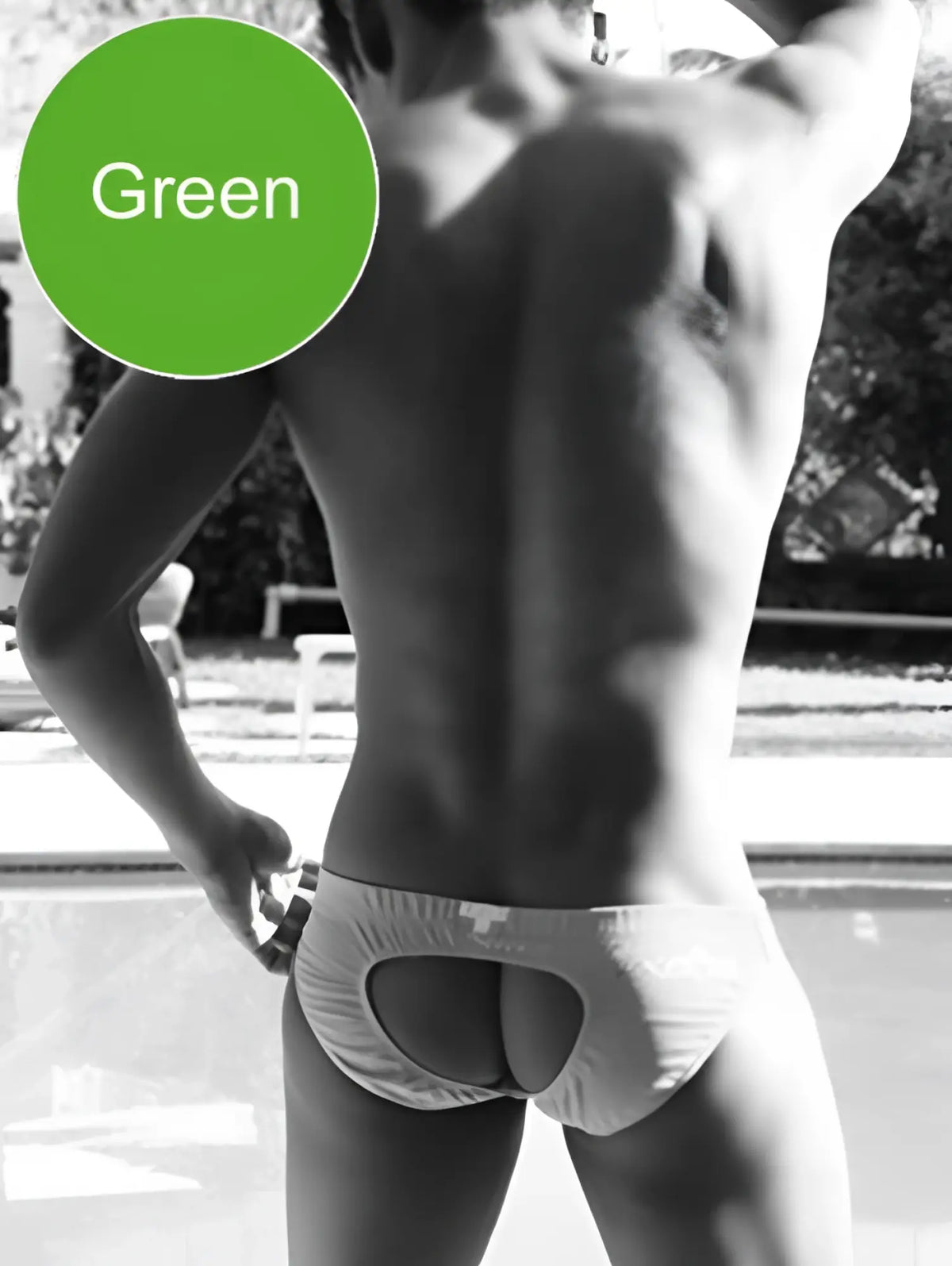 Icker Sea Lifeguard jock brief swimwear in green with cutout design for swim use
