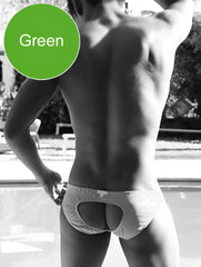 Icker Sea Lifeguard jock brief swimwear in green with cutout design for swim use