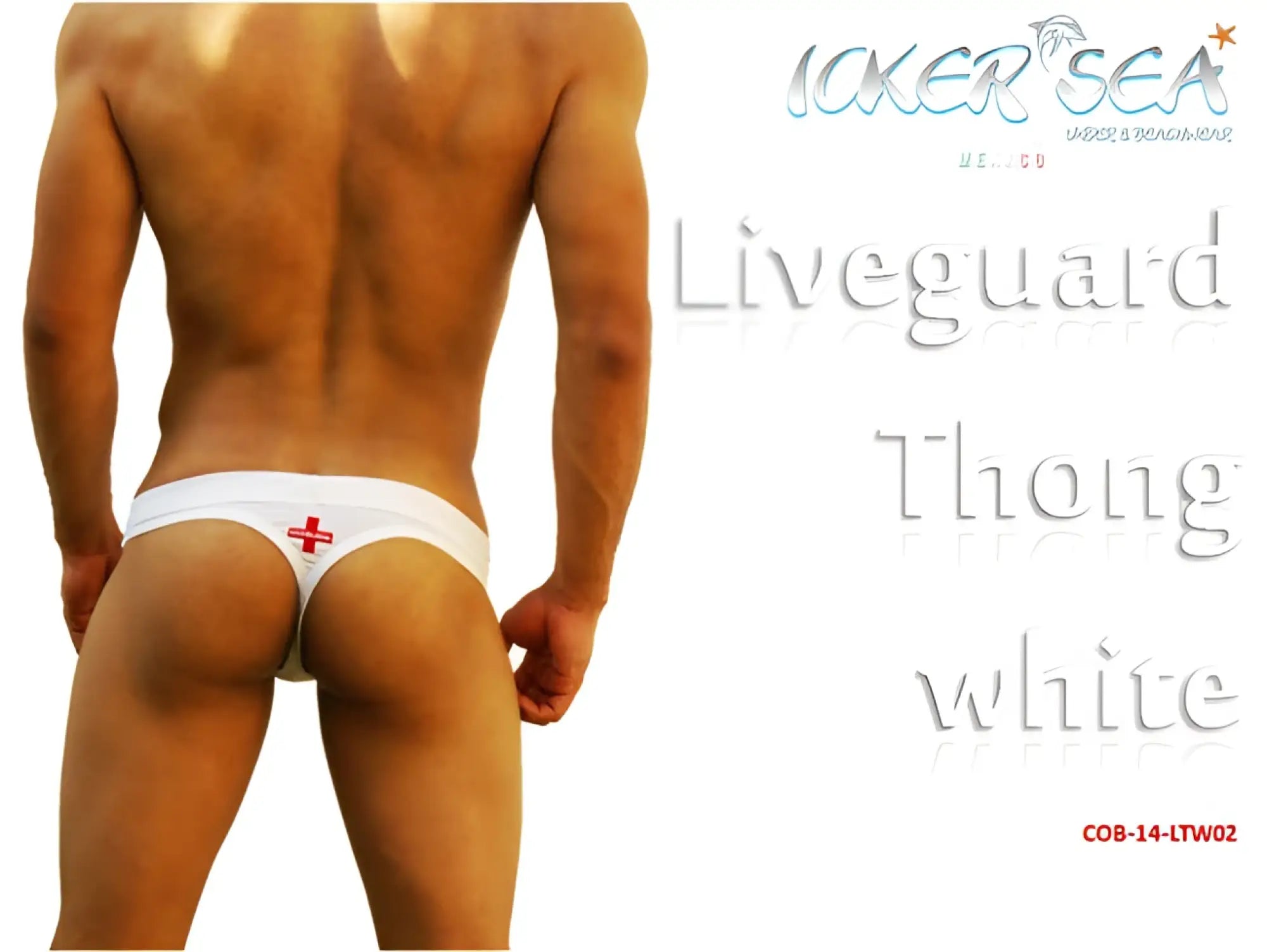 White thong swim trunks with red cross emblem designed for beachwear icker sea lifeguard tanga thong swimwear