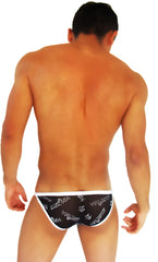 Black and white icker sea logo mesh microslip bikini underwear with venum logo pattern and white trim