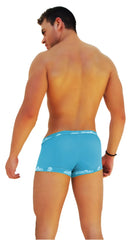 Blue icker sea logo trim boxer brief underwear featuring white logo trim on soft breathable fabric