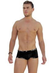 Black icker sea logo trim low boxer brief underwear with subtle texture and white veepee branding on waistband