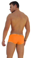 Icker sea logo trim low boxer brief underwear in bright orange with subtle patterned trim on waistband and leg openings