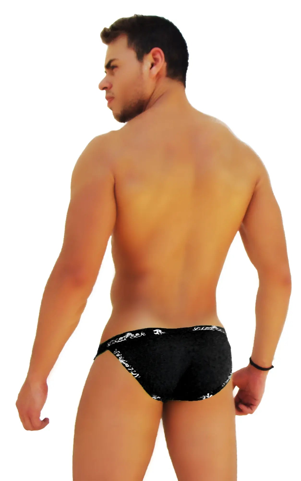 Black icker sea logo trim microslip bikini underwear with textured fabric and white logo trim detailing