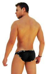 Black icker sea logo trim microslip bikini underwear with textured fabric and white logo trim detailing