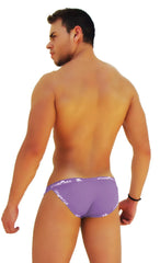 Purple icker sea logo trim microslip bikini underwear with white lettering on waistband for men