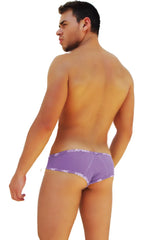 Purple Icker Sea logo trim mini bikini underwear with white waistband logo pattern for men