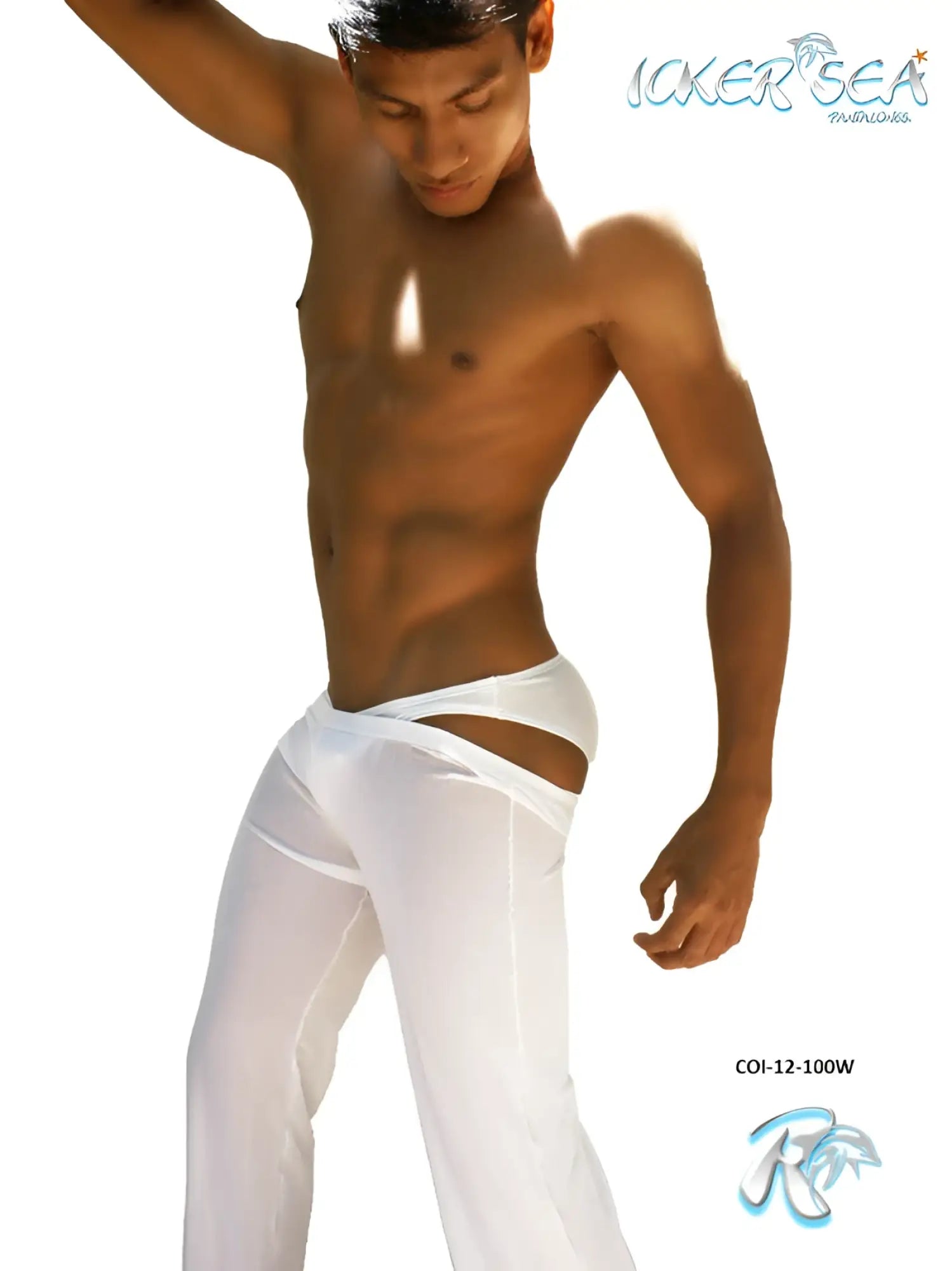 Icker Sea mesh beach pants white with sheer cut-out design in lightweight mesh fabric for stylish summer wear