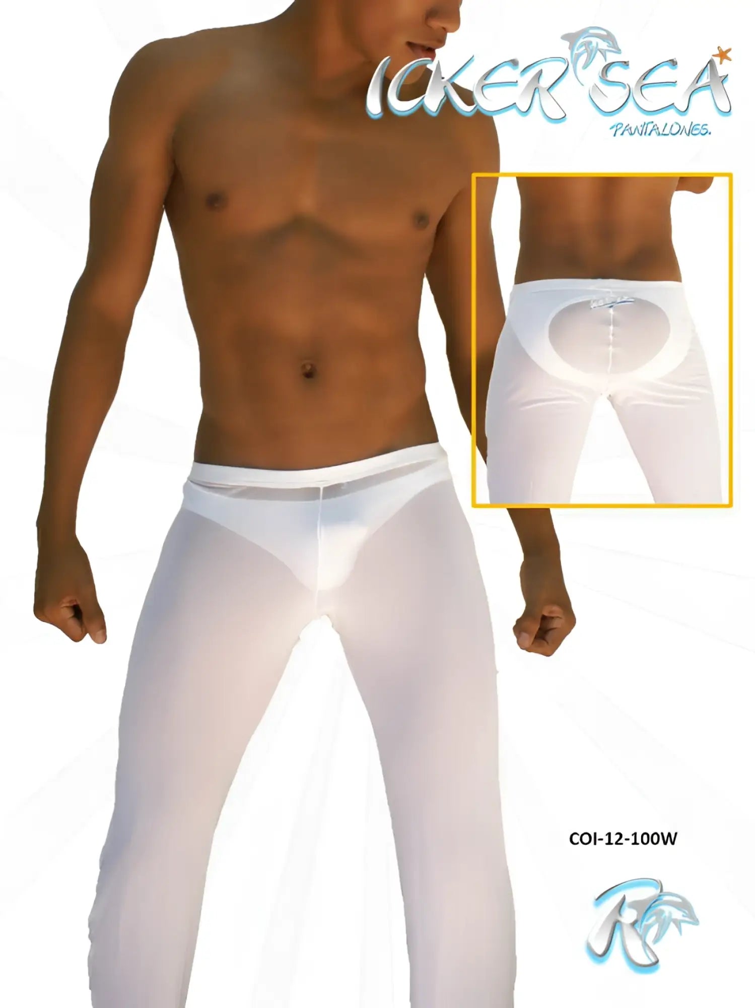 White sheer icker sea mesh beach pantaloons with transparent back panel and elastic waistband