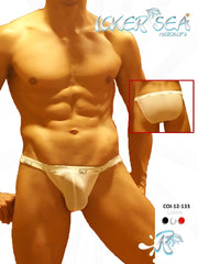 White icker sea mesh microslip bikini underwear with thin elastic waistband and subtle front branding