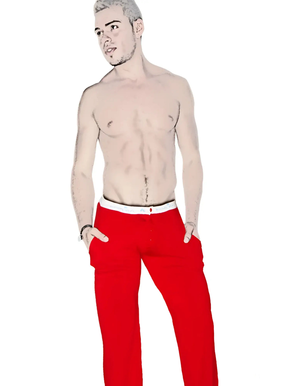 Icker Sea pyjama loungewear pants in red with a white waistband designed for comfortable relaxation